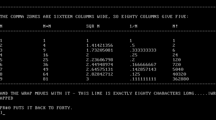 Eighty columns after PR#3